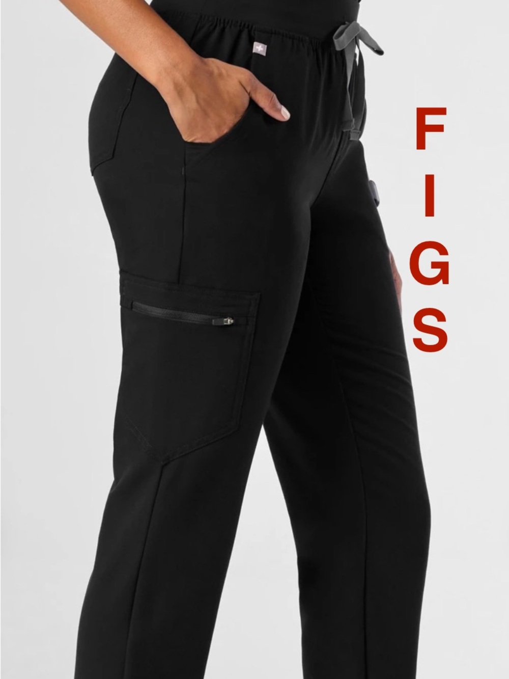 Figs | Black Zamora 6 Pocket Utility Scrub  Joggers - Women’s Small Tall